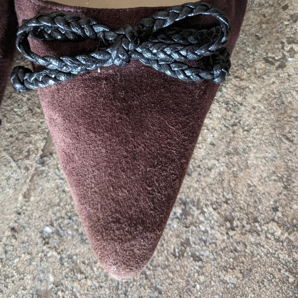 Manolo Blahnik brown suede ballet bow Flats - Picture 4 of 5